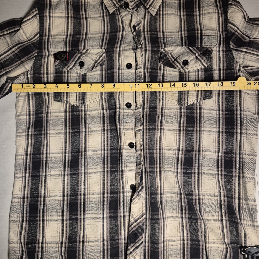 Harley Davidson Men's Black Plaid Long Sleeve Button Down Flannel Shirt SZ LG - Picture 10 of 10